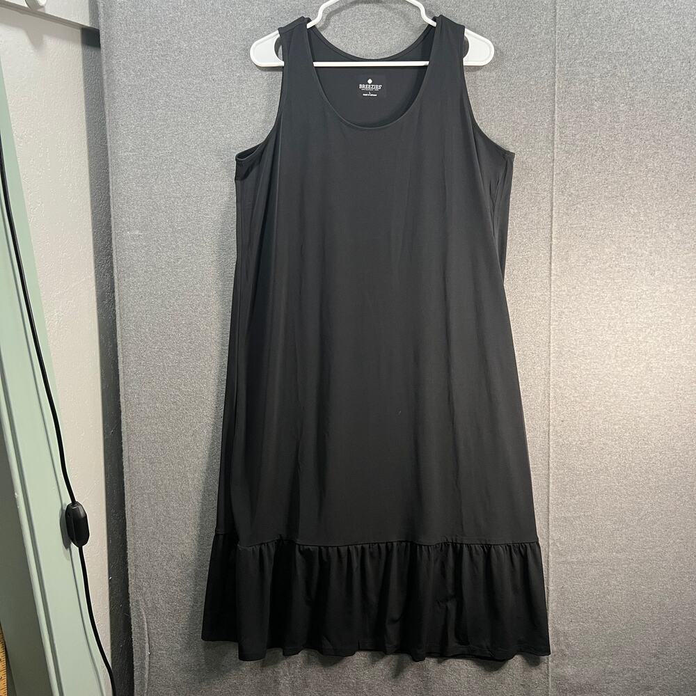 Breezies Lounge Blissful Breeze Ruffle Hem Dress Black Size Large